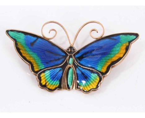 David Andersen silver gilt and polychrome enamel butterfly brooch, 55mm.