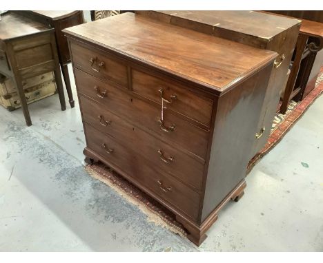 George III mahogany chest, with two short over three long graduated drawers, each with original brass swan neck handles, on o