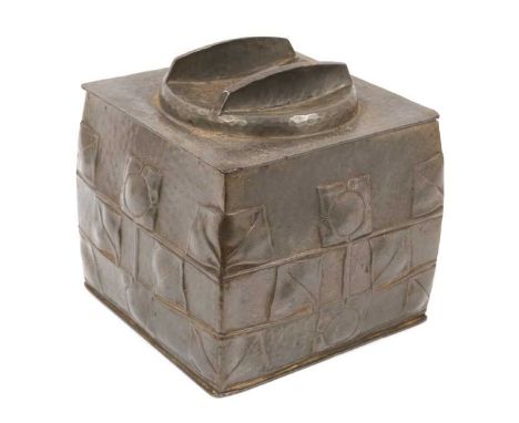 Archibald Knox for Liberty pewter tea caddy, stamped Tudric 0194, 11cm wide. Provenance: By descent from Douglas Shepherd (19