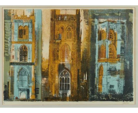 *John Piper (1903-1992) signed limited edition lithograph – Three Somerset Towers, 48/70, 56cm x 76.5cm, in glazed frameProve