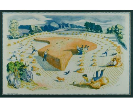 *John Northcote Nash (1883-1977) 1940s School Prints lithograph - Harvesting, printed by The Baynard Press, 48cm x 75cm, in g