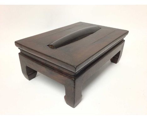 Chinese hardwood foot rest massage footstool 'Gundeng', with rectangular top set with a cylindrical roller, raised on four st
