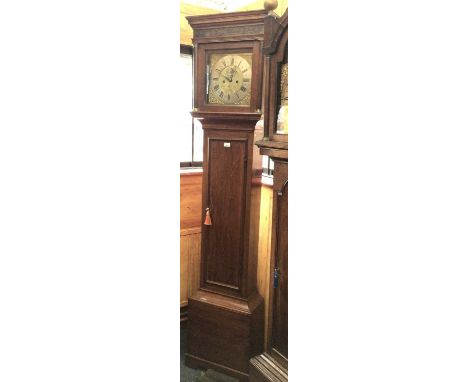 18th century eight day longcase clock by John Buffett, Colchester with subsidiary seconds and date aperture in oak case, weig