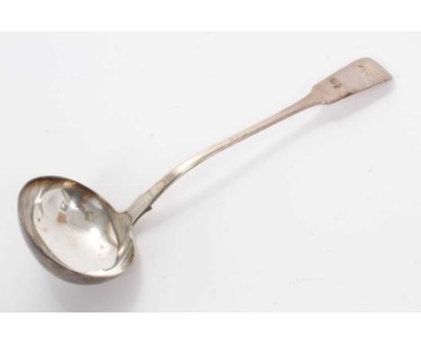 William IV Scottish silver fiddle pattern soup ladle (Edinburgh 1834) possibly William Constable. All at approximately 8ozs. 