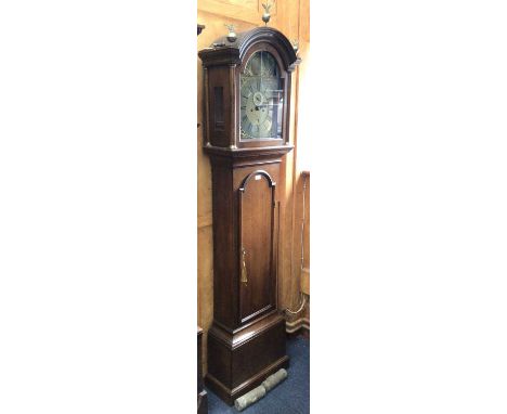 18th century 8 day longcase clock by John Rayment, Huntingdon, arched silvered and gilt dial with subsidiary seconds and date