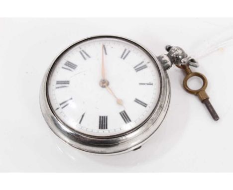 George IV gentlemen's silver pair-cased pocket watch by Thomas Bates of Market Harborough, the fusee movement with verge esca
