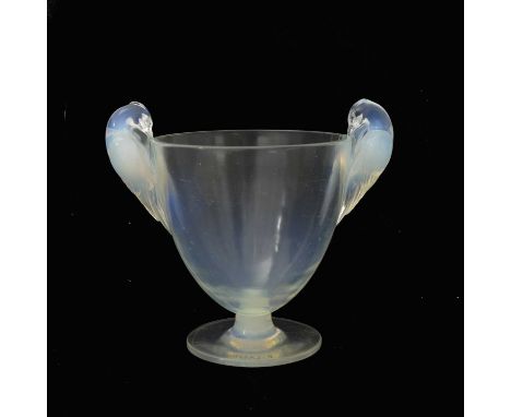 Rene Lalique, an Ornis opalescent glass vase, model 976, designed circa 1926, engraved mark R Lalique, 19cm high