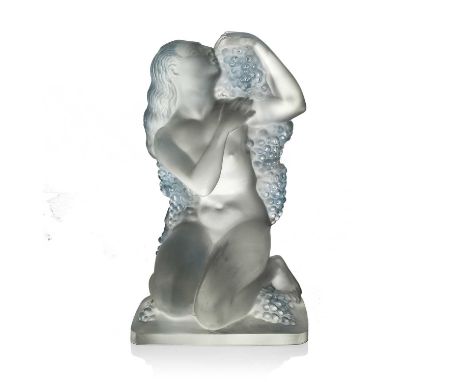 Rene Lalique, an Automne glass statue from the Four Seasons, model 841bis, designed circa 1939, frosted with blue staining, e