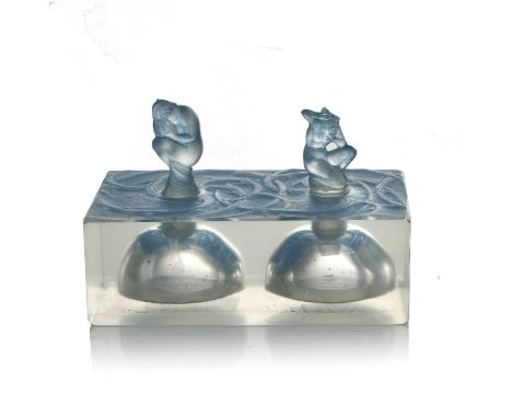 Rene Lalique fo D'Orsay, an Amphitrite and Le Succes glass double perfume tester, D'Orsay Perfume 28, designed circa 1927, po