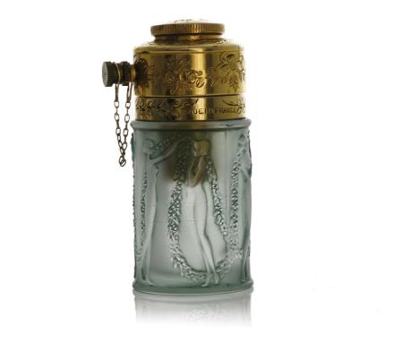 Rene Lalique, a Figurines et Guirlandes 2 glass atomiser, model Molinard Atomizer 2, designed circa 1923, frosted and green s