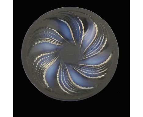 Rene Lalique, a Fleurons opalescent glass bowl, coupe ouverte model 3314, designed circa 1935, polished, etched mark R Laliqu