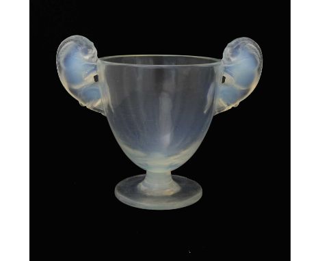 Rene Lalique, a Beliers opalescent glass vase, model 904, designed circa 1925, polished and frosted, engraved mark R Lalique,