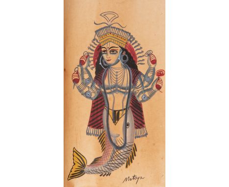 KHALIGAT SCHOOL, A BOOK CONTAINING PAINTINGS OF TEN HINDU AVATARS LATE 19TH/EARLY 20TH CENTURY The deities carefully depicted