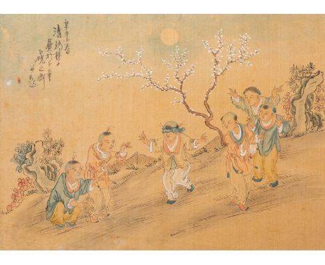 ANONYMOUS (20TH CENTURY) FIGURES AND LANDSCAPE Three Chinese paintings, ink and colour on silk, each inscribed and with one a