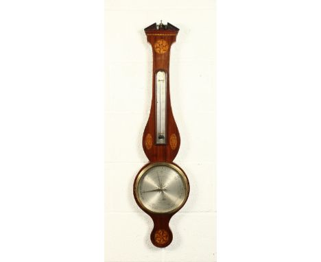 A GOOD MAHOGANY INLAID BAROMETER by Joseph Somalvico, London.