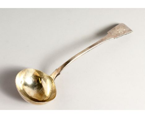 A WILLIAM IV FIDDLE PATTERN SILVER SOUP LADLE. London 1836, maker Hayne &amp; Caytor.