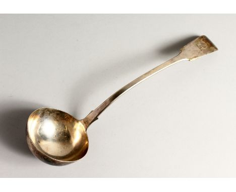 A VICTORIAN FIDDLE PATTERN SILVER SOUP LADLE. London 1836, maker S.H. &amp; D.C.