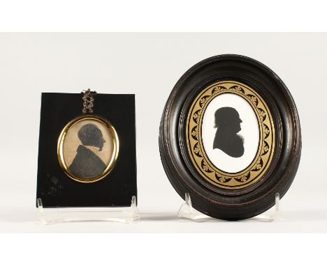 A MIERS OVAL SILHOUETTE PORTRAIT Label on reverse 3.5 x 2.5 and an oval of a man (2).