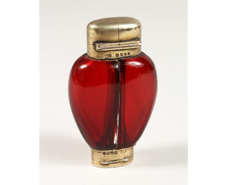 A SAMSON, MORDEN &amp; CO. RUBY, DOUBLE ENDED SCENT BOTTLE London 1881 3.5ins long