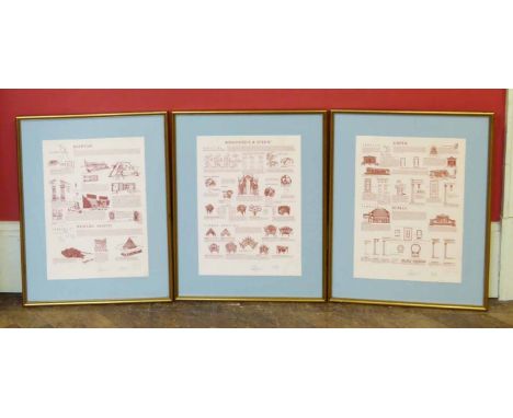 Three framed architectural prints Unfortunately we are unable to do condition reports and extra images for our Interiors Sale