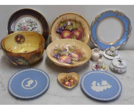 Moorland collectables Harvets Fruit bowl, Aynsley fruit bowl (D.Jones), Aynsley dish and 'Sweetheart' candle stick and variou