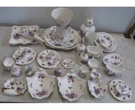 Quantity of mainly Hammersley 'Victorian Violets' tea ware to include chamber stick etc. Unfortunately we are unable to do co