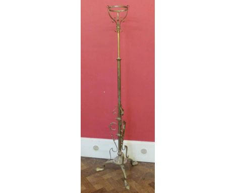 Brass art nouveau adjustable standard lamp with oil lamp Unfortunately we are unable to do condition reports and extra images