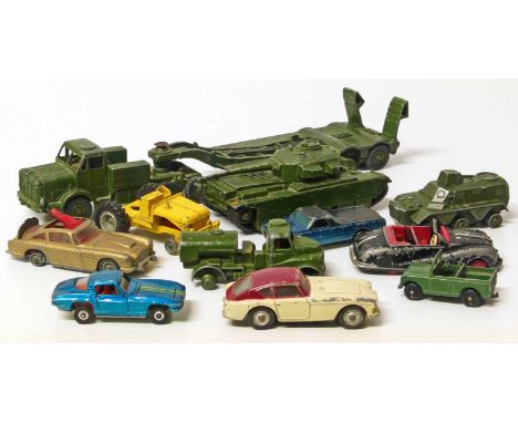 Dinky toys A.C. Aceca, Centurion tank and transporter, personel carrier etc as well as Austin Atlantic and James Bond Aston M