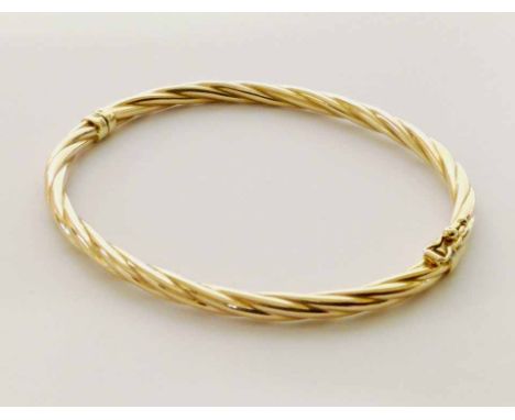 A 9ct gold rope twist hinged bangle of hollow construction approx.4.4g Unfortunately we are unable to do condition reports an