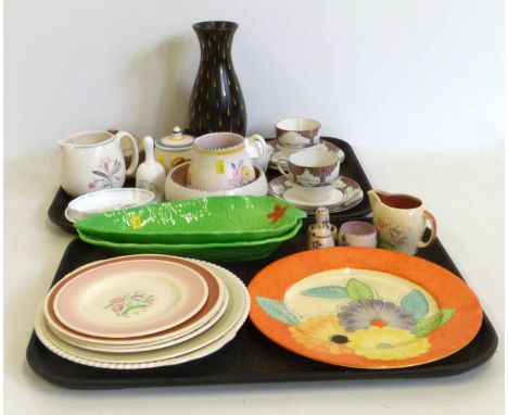 A collection of art deco and later pottery and porcelain by Grays, Susie Cooper, Beswick, Poole, Crown Ducal etc Unfortunatel