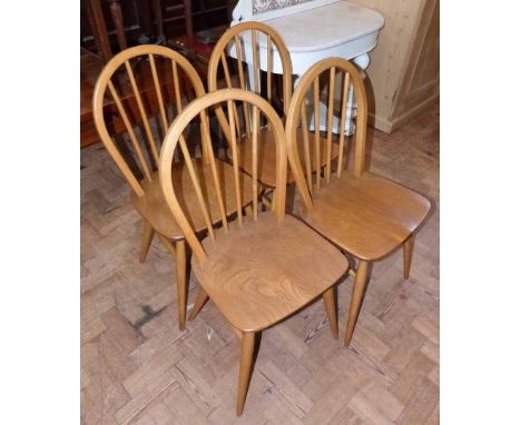 Four ercol dining chairs. Unfortunately we are unable to do condition reports and extra images for our Interiors Sale