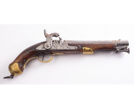 A George IV percussion cap pistol, maker Tower, London, the plain 9 inch barrel with proof marks, with matching number '23 ' 