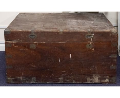 An Army & Navy brass bound Camphor wood chest, 59 x 115 x 62cm.
