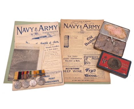 A Victorian South African group of four to '3581 Pte W Marshall 2nd Rifle Brigade', Queen' Sudan Medal, Khedive's Sudan Medal