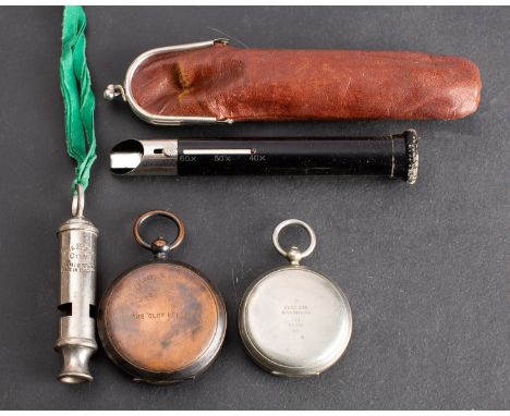 A WWII Dennison silver plated pocket compass, dated 1916, together with a Negretti & Zambra 'The 'Glow' Needle' pocket compas