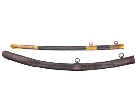 A Georgian Light Cavalry gilt brass mounted black leather scabbard, together with a later Royal Navy Regulation pattern gilt 