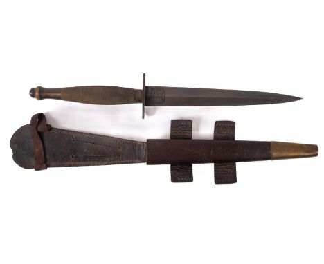 A WWII Fairbairn Sykes Fighting Knife, Second Patter , maker Wilkinson Sword, London, the straight double edge blade signed a