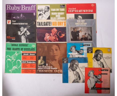 Twelve LPs: Five by Vick Dickenson and others by Kid Ory's Creole Jazz Band (2), Jack Teagarden (2) and Ruby Braff (3). Inclu