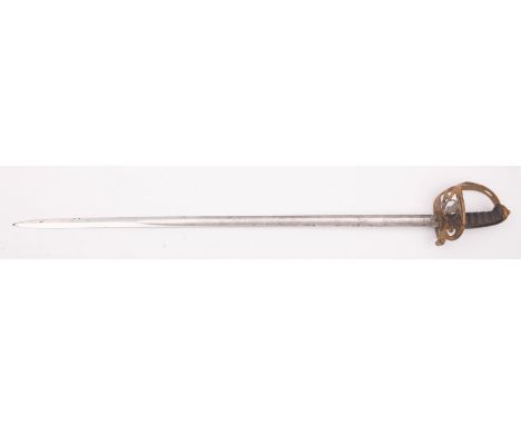 A Victorian 1827 pattern Rifle Officer' sword, maker Hawkes & Co, London, the straight single edge fullered blade with acid e