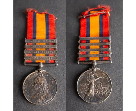 A Queen's South Africa medal with four clasps to 'Lieut A.F. Persse, R Irish Rgt.