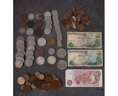 A group of world coins including silver 1867 and 1868 French 2 francs, 1845 guilder, 1961/64 2 1.2 guilder.