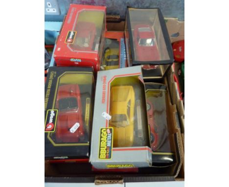 A COLLECTION OF TEN BOXED 1:24 SCALE MODEL FERRARI DIECAST CARS, manufactured by Burago