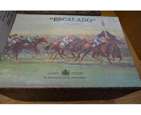 A BOXED CHAD VALLEY ESCALADO HORSE RACING GAME, contents not checked but appears largely complete, earlier version with cast 