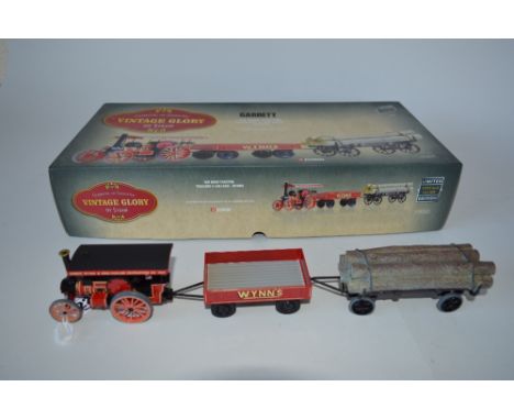 A BOXED CORGI CLASSICS 'VINTAGE GLORY OF STEAM' GARRETT 4CD ROAD TRACTOR AND TRAILERS, Wynns, No.80305, complete with limited