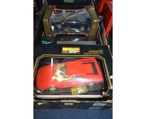 A COLLECTION OF FIVE BOXED 1:18 SCALE MODEL DIECAST CARS, manufactured by Burago (4) and Solido. Models are European cars