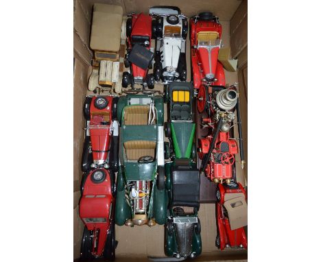 A COLLECTION OF ELEVEN UNBOXED VINTAGE DIECAST CARS, (1 Fire Engine), various models, manufacturers including Franklin Mint. 