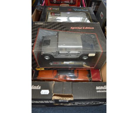 A COLLECTION OF FIVE BOXED 1:18 SCALE MODEL DIECAST CARS, manufactured by Burago, Maisto, Yat Ming and Sunstar. Models are Am