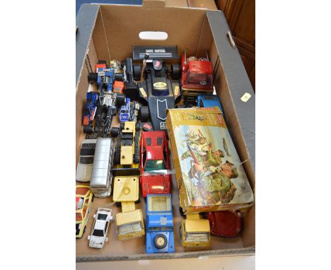 A QUANTITY OF UNBOXED AND ASSORTED PLAYWORN DIECAST VEHICLES, to include Britains, Corgi, Burago, Tonka, Polistil etc, with a