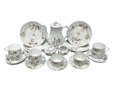 Limoges Haviland pattern coffee service for eight, comprising coffee pot, covered sucrier, milk jug, dessert plates, cups and