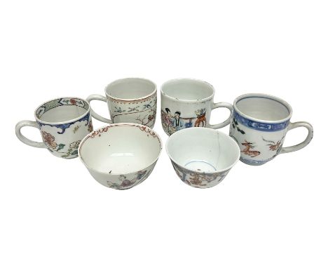 Two 18th century Chinese Yongzheng coffee cups, the first example decorated in polychrome enamel with rooster amidst blossomi